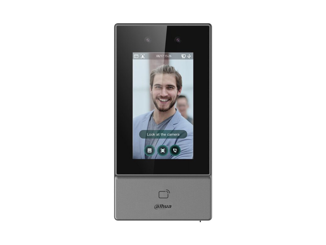 Control acces cu recunoastere faciala Dahua ASI6213S-PW, ecran 4.3 inch, 2MP, Wi-Fi, Mifare 13.56Mhz, RS 485, Wiegand, PoE, IP65, gestionare pontaj, apeluri video