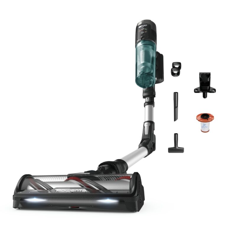 Aspirator vertical Rowenta X-Force Flex 13.60 RH9A32WO  380W  autonomie 60 min  perie cu LED  panou Smart Control Display  filtrare 99 9%  recipient p