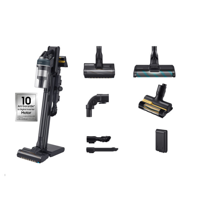 Aspirator vertical Samsung Jet 95 Complete VS20C9544TB/GE, 580 W, Motor Digital Inverter, Perie Jet Dual, Autonomie 60 minute, Negru/Albastru Aspirator vertical Samsung Jet 95 Complete VS20C9544TB/GE, 580 W, Motor Digital Inverter, Perie Jet Dual, Autonomie 60 minute, Negru/Albastru