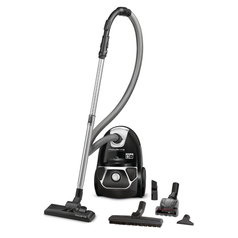 Aspirator cu sac Rowenta Compact Power Animal Care RO3985EA, 3 L, 900 W, Sac Hygiene+, perie Turbo Mini, tub telescopic din metal, negru