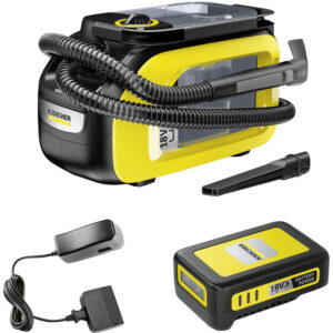 Aspirator cu spalare Karcher SE 3-18 Compact Battery Set, 2.9 l, 18 V, Duza spatii inguste, Galben/Negru Aspirator cu spalare Karcher SE 3-18 Compact Battery Set, 2.9 l, 18 V, Duza spatii inguste, Galben/Negru
