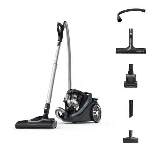 Aspirator fara sac Silence Force Cyclonic Effitech® RO7961EA  500 W  recipient pentru praf 2.5 L  3 niveluri de filtrare  negru & verde