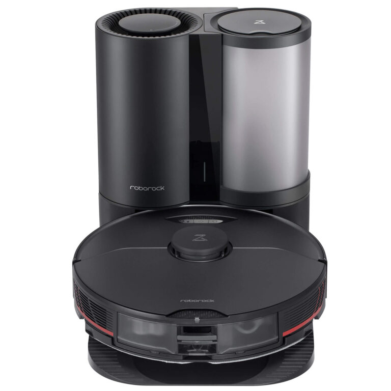 Aspirator robot Roborock S7 MaxV+ S7MP52-00, Statie de golire automata, 74W, 180 min, Wi-Fi 5100 Pa, 6 senzori, Capacitate colectare 400ml, 200ml, Navigatie LiDAR, Negru