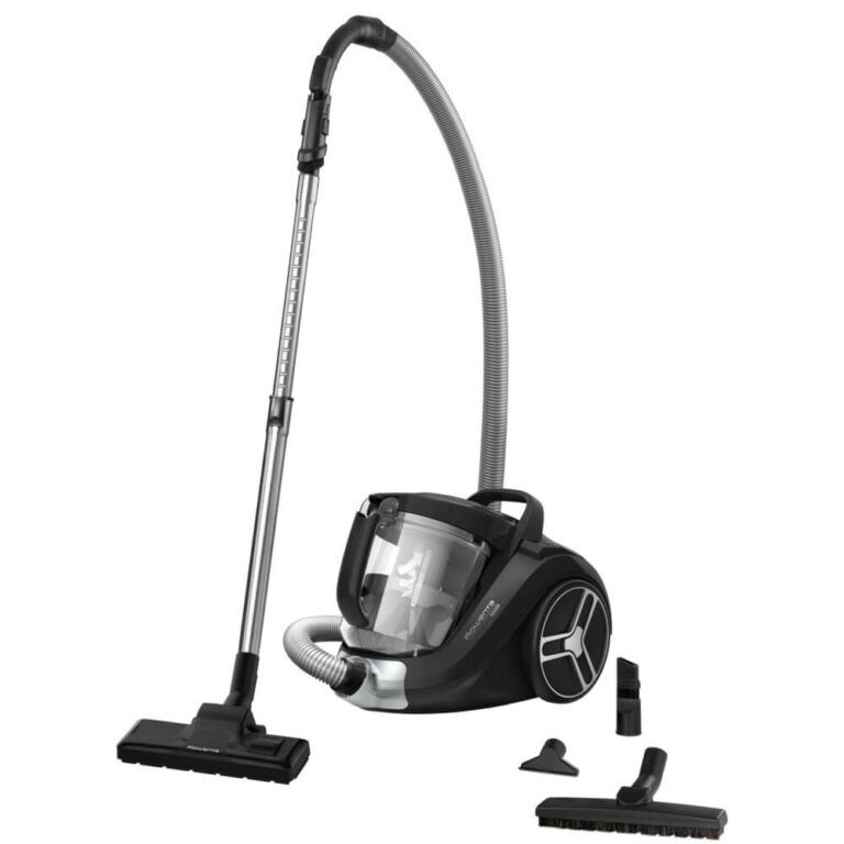 Aspirator fara sac Rowenta Compact Power XXL RO4855EA, 550 W, 2.5L, Tehnologie mono-ciclonica, Cablu 6.2m, Tub telescopic metalic, Nivel zgomot 75 dB, Negru/Gri