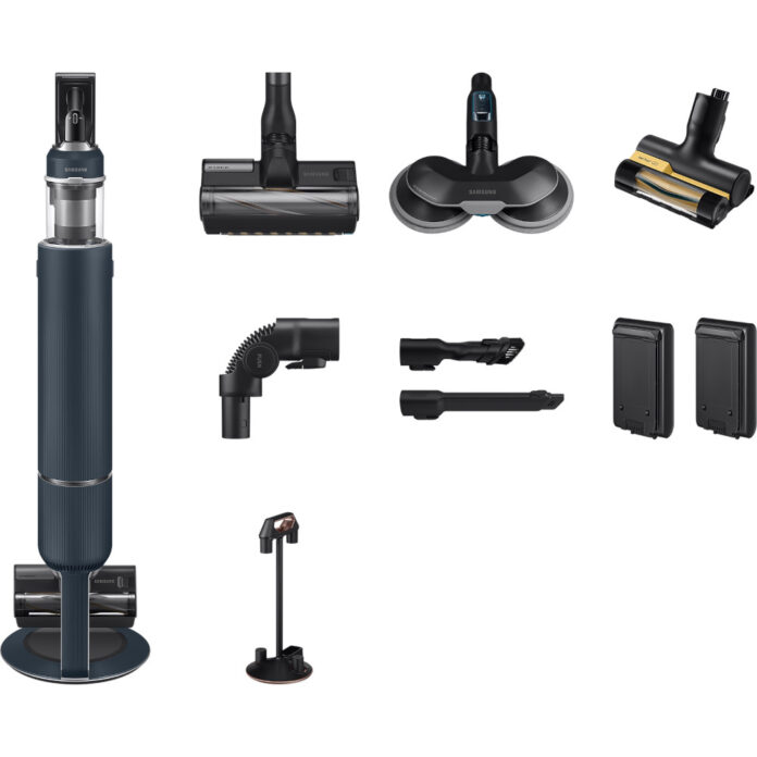 Aspirator vertical Samsung Bespoke Jet Plus Pro Extra, VS20B95973B/GE, 580 W, Motor HexaJet, Albastru Midnight/Negru Chrometal Aspirator vertical Samsung Bespoke Jet Plus Pro Extra, VS20B95973B/GE, 580 W, Motor HexaJet, Albastru Midnight/Negru Chrometal