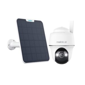 Kit camera supraveghere wireless WiFi rotativa Speed Dome cu panou solar Reolink Argus PT Ultra B440, 4K, IR/lumina alba 10 m, microfon si difuzor, dual band, PIR, acumulator, + card 64GB inclus Kit camera supraveghere wireless WiFi rotativa Speed Dome cu panou solar Reolink Argus PT Ultra B440, 4K, IR/lumina alba 10 m, microfon si difuzor, dual band, PIR, acumulator, + card 64GB inclus