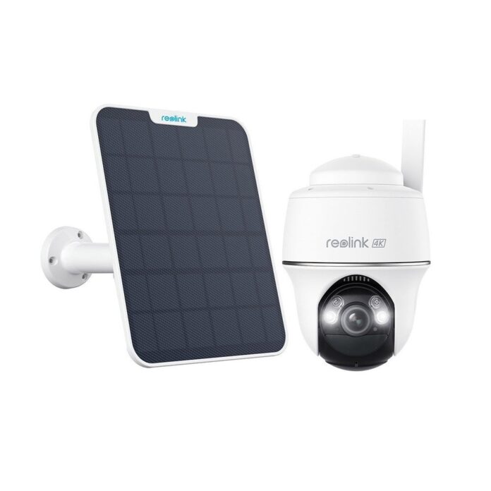 Kit camera supraveghere wireless WiFi rotativa Speed Dome cu panou solar Reolink Argus PT Ultra B440, 4K, IR/lumina alba 10 m, microfon si difuzor, dual band, PIR, acumulator, + card 64GB inclus Kit camera supraveghere wireless WiFi rotativa Speed Dome cu panou solar Reolink Argus PT Ultra B440, 4K, IR/lumina alba 10 m, microfon si difuzor, dual band, PIR, acumulator, + card 64GB inclus