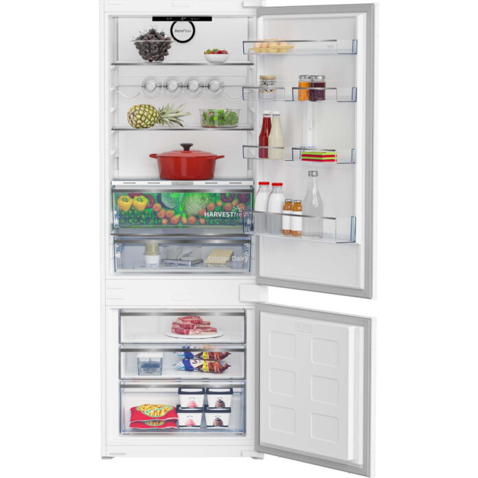 Combina frigorifica incorporabila BEKO BCNE400E40SN, 370 l, No Frost, Raft sticle, HarvestFresh, Display touch control, H 194 cm, Alb, Clasa E Combina frigorifica incorporabila BEKO BCNE400E40SN, 370 l, No Frost, Raft sticle, HarvestFresh, Display touch control, H 194 cm, Alb, Clasa E