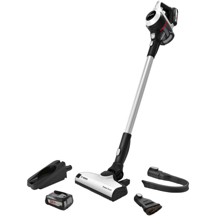 Aspirator vertical Bosch Unlimited BCS61BAT2, 18 V, 0.3 L, Filtru PureAir, Perie electrica AllFloor HighPower, Motor Digital Spin, Autonomie 30 min, 5.2 kWh/an, Alb Aspirator vertical Bosch Unlimited BCS61BAT2, 18 V, 0.3 L, Filtru PureAir, Perie electrica AllFloor HighPower, Motor Digital Spin, Autonomie 30 min, 5.2 kWh/an, Alb