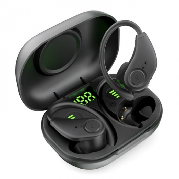 Casti wireless in-ear cu carlig flexibil Bluedio S6 TWS cu cutie de incarcare si transport Negru, Bluetooth 5.1, Control tactil, Type-C Casti wireless in-ear cu carlig flexibil Bluedio S6 TWS cu cutie de incarcare si transport Negru, Bluetooth 5.1, Control tactil, Type-C
