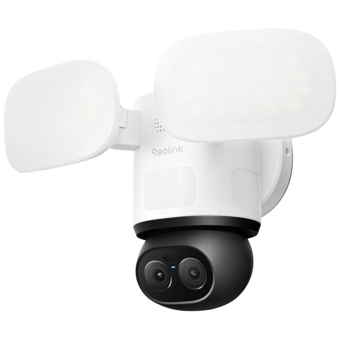 Camera supraveghere wireless rotativa IP WiFi 6 PTZ cu lentila duala Reolink TrackFlex Floodlight Full Color F850W, 8MP+2MP, 2.8/8 mm, PIR, 360 grade, slot card, lumina alba/IR 30 m, 3000 lumeni, microfon si difuzor, sirena, detectie smart Camera supraveghere wireless rotativa IP WiFi 6 PTZ cu lentila duala Reolink TrackFlex Floodlight Full Color F850W, 8MP+2MP, 2.8/8 mm, PIR, 360 grade, slot card, lumina alba/IR 30 m, 3000 lumeni, microfon si difuzor, sirena, detectie smart