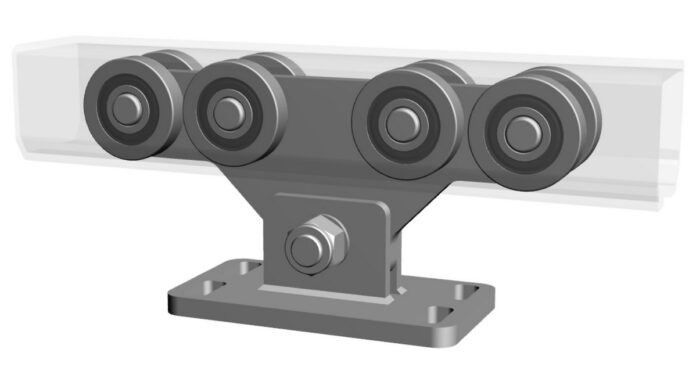 Carucior cu 8 role pentru feronerie de poarta culisanta autoportanta, Gauri reglabile, 750Kg, G75-8 Carucior cu 8 role pentru feronerie de poarta culisanta autoportanta, Gauri reglabile, 750Kg, G75-8