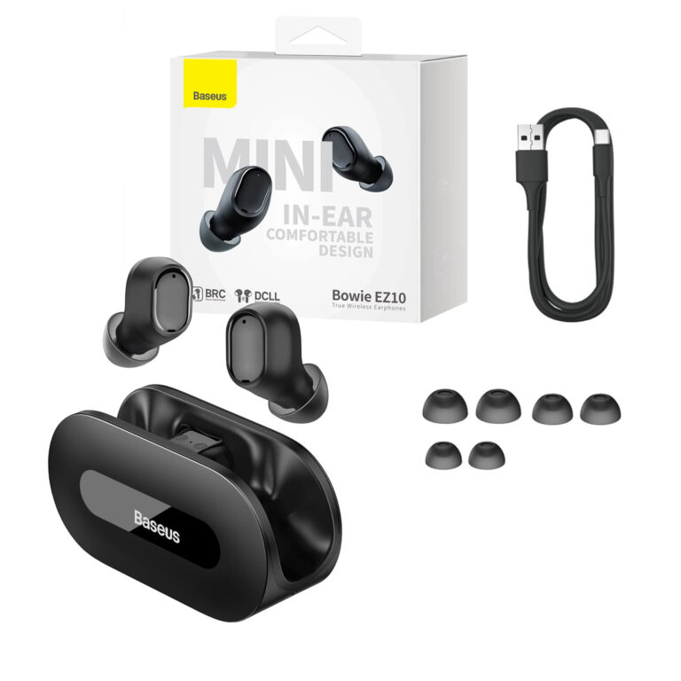 Casti audio In-Ear, Baseus Bowie EZ10, True Wireless, Negru
