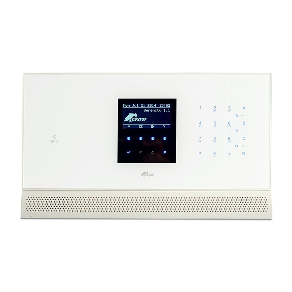 Centrala alarma antiefractie wireless Crow Serenity, 4 partitii, 32 zone, 16 iesiri, 32 utilizatori, 868 MHz, RF 500 m, TCP/IP, RFID Centrala alarma antiefractie wireless Crow Serenity, 4 partitii, 32 zone, 16 iesiri, 32 utilizatori, 868 MHz, RF 500 m, TCP/IP, RFID