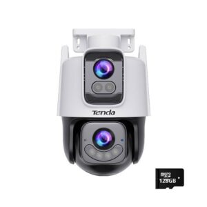 Camera supraveghere exterior PT WiFi 6 cu iluminare si lentila duala Tenda Full Color CH9-WCA, 3+3 MP, 4-6 mm, microfon si difuzor, IR/Lumina alba 30 m, auto-tracking, slot card, card memorie 128 GB inclus Camera supraveghere exterior PT WiFi 6 cu iluminare si lentila duala Tenda Full Color CH9-WCA, 3+3 MP, 4-6 mm, microfon si difuzor, IR/Lumina alba 30 m, auto-tracking, slot card, card memorie 128 GB inclus