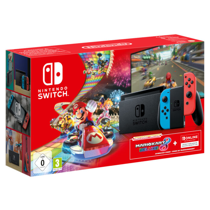 Consola Nintendo Switch Bundle 21 plus Mariokart Deluxe 8 + 3 luni abonament Nintendo Online, Negru Consola Nintendo Switch Bundle 21 plus Mariokart Deluxe 8 + 3 luni abonament Nintendo Online, Negru