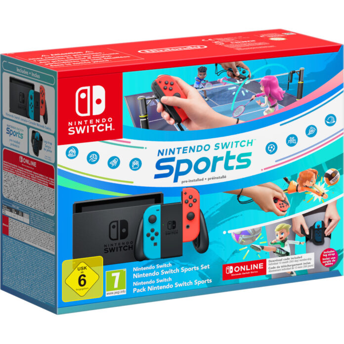 Consola Nintendo Switch Sports Bundle, Joy-Con Neon Red/Neon Blue