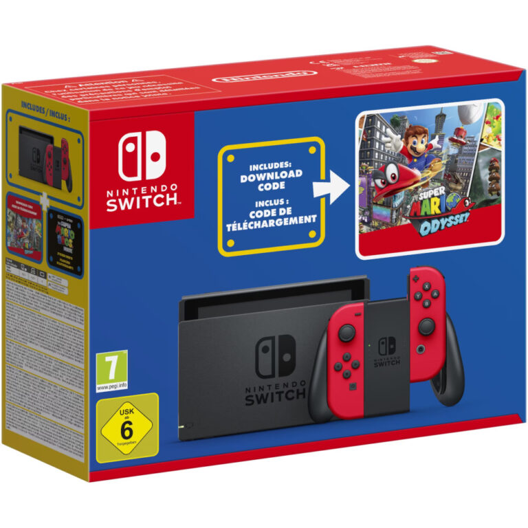 Consola Nintendo Switch Super Mario Odyssey Edition Red Joy-Con (cod Super Mario Odyssey inclus), Negru/Rosu