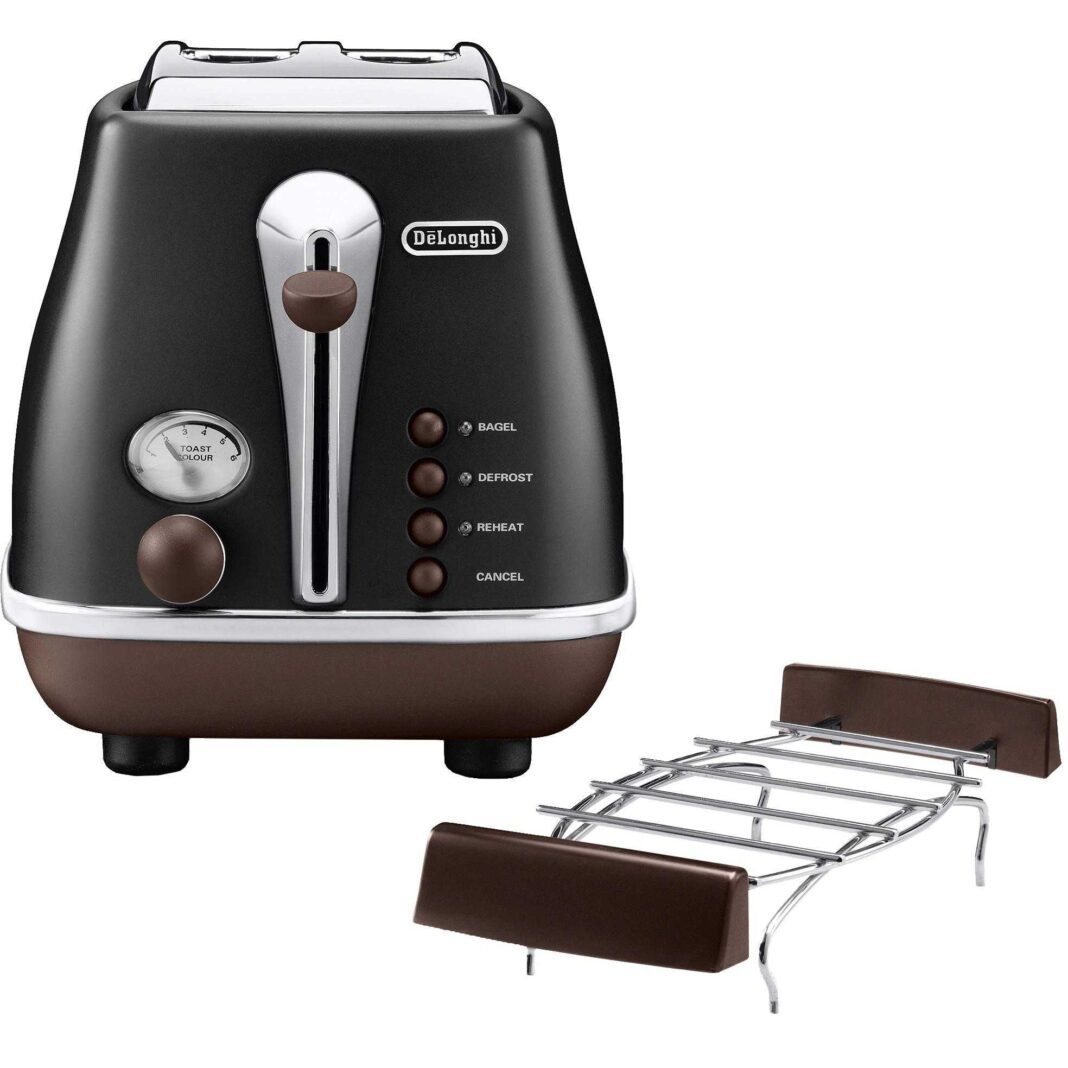 Prajitor de paine DeLonghi Icona Vintage CTOV2103.BK, 900 W, 2 felii, Negru