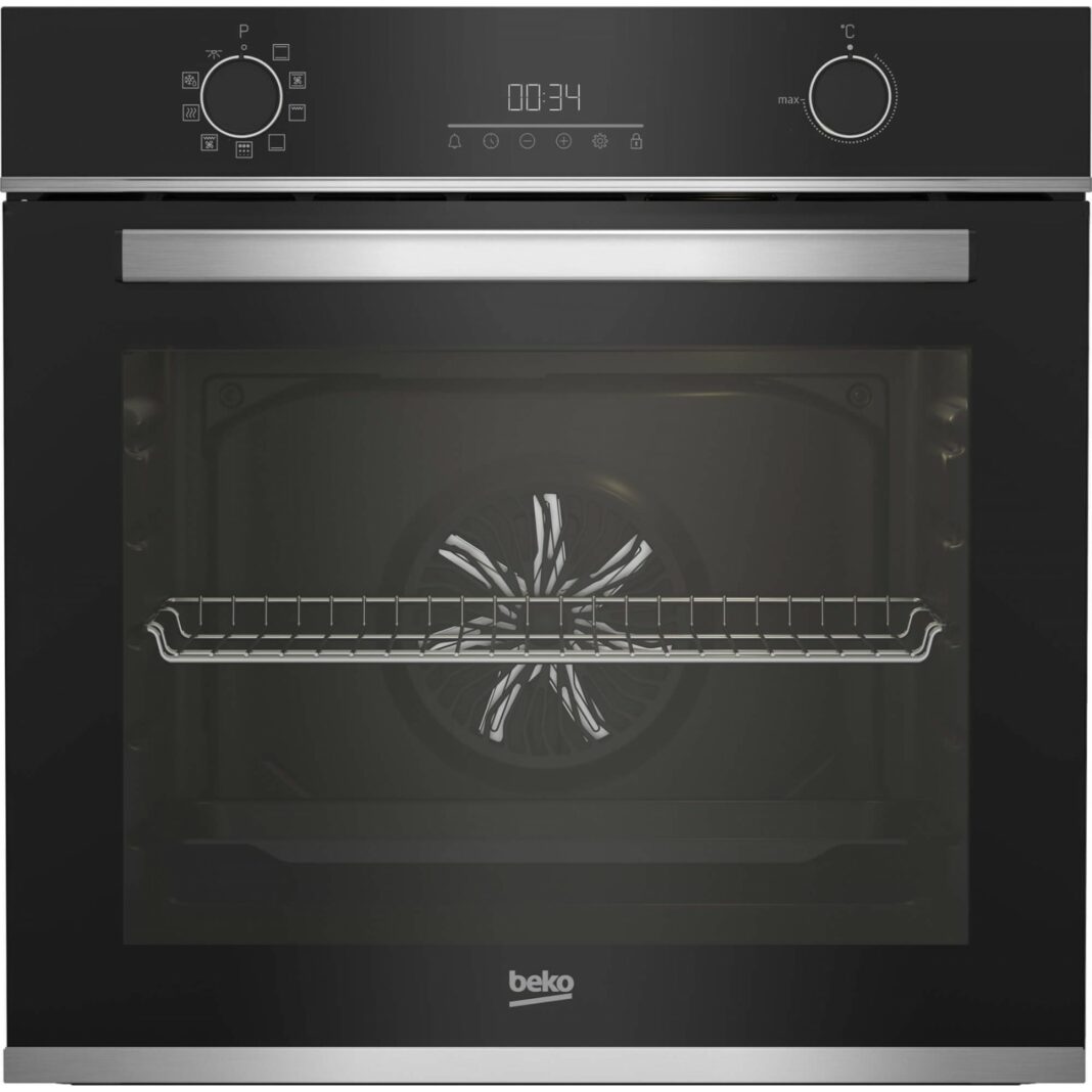 Cuptor incorporabil Beko BBIE13301XMP, Multifunctional, 72 l, Autocuratare pirolitica, Grill, Timer, AeroPerfect, RecycledNet, Negru, Clasa A Cuptor incorporabil Beko BBIE13301XMP, Multifunctional, 72 l, Autocuratare pirolitica, Grill, Timer, AeroPerfect, RecycledNet, Negru, Clasa A