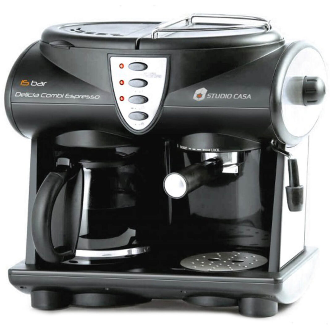 Espressor manual & Cafetiera Studio Casa Delicia Combi, 1850 W, 15 bar, Negru Espressor manual & Cafetiera Studio Casa Delicia Combi, 1850 W, 15 bar, Negru