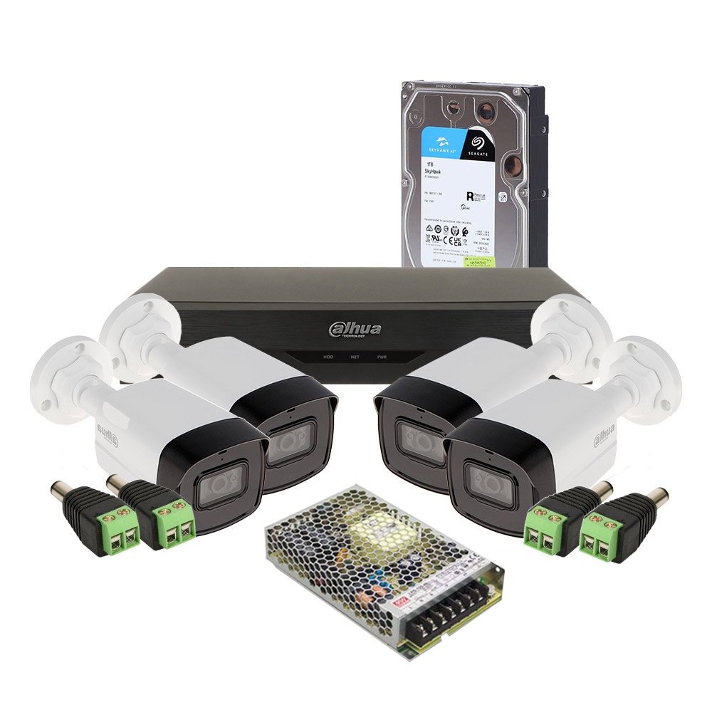 Sistem supraveghere exterior middle Dahua DH-M4EXTIR80-4K-M, 4 camere, 8 MP, IR 80 m, 3.6 mm, HDD 1 TB Sistem supraveghere exterior middle Dahua DH-M4EXTIR80-4K-M, 4 camere, 8 MP, IR 80 m, 3.6 mm, HDD 1 TB