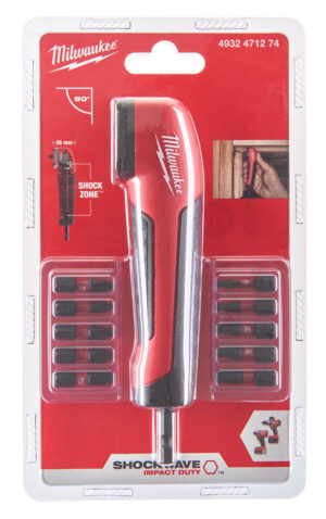 Adaptor pentru insurubat la 90 grade Milwaukee Shockwave, 10 biti, maner ergonomic, 4932471274 Adaptor pentru insurubat la 90 grade Milwaukee Shockwave, 10 biti, maner ergonomic, 4932471274