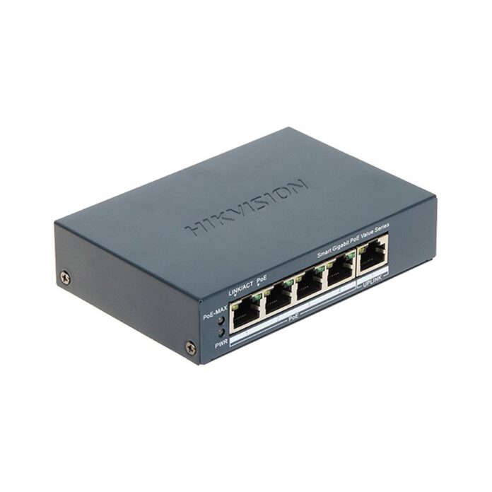 Switch PoE cu 4 porturi Gigabit HikVision DS-3E1505P-EI/M, 10/100/1000 Mbps, MAC 2K, PoE Watchdog, 45W, smart management Switch PoE cu 4 porturi Gigabit HikVision DS-3E1505P-EI/M, 10/100/1000 Mbps, MAC 2K, PoE Watchdog, 45W, smart management