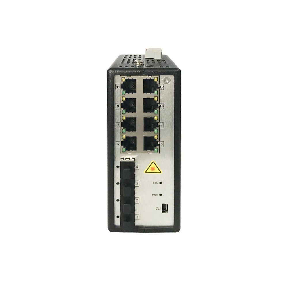 Swich cu 8 porturi PoE Gigabit industrial Hikvision DS-3T3512P, 4 porturi SFP, 30W, cu management Swich cu 8 porturi PoE Gigabit industrial Hikvision DS-3T3512P, 4 porturi SFP, 30W, cu management