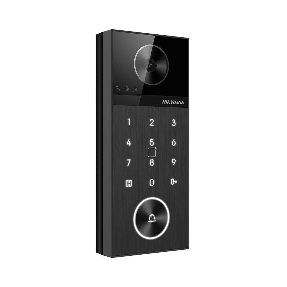 Videointerfon de exterior WiFi6 Hikvision DS-KV6124-WBE1, 1 familie, 4MP, PoE, unghi 150 grade, slot card, bluetooth, ONVIF, autentificare prin PIN/Card/Bluetooth/aplicatie/post interior, microfon si difuzor, IR 3 m, tip card M1 13.56 MHz, aparent Videointerfon de exterior WiFi6 Hikvision DS-KV6124-WBE1, 1 familie, 4MP, PoE, unghi 150 grade, slot card, bluetooth, ONVIF, autentificare prin PIN/Card/Bluetooth/aplicatie/post interior, microfon si difuzor, IR 3 m, tip card M1 13.56 MHz, aparent