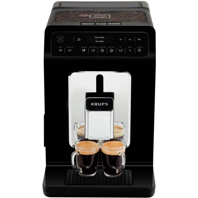 Espressor automat Krups Evidence EA8908, 1450 W, 15 bari, rezervor apa 2.5 L, rezervor boabe 260g, rezervor lapte, display LED, rasnita 3 nivele, functie autocuratare, negru
