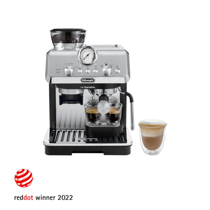 Espressor manual DeLonghi La Specialista Aarte EC9155.MB, 1400 W, 1,5L, 15 bar, Retete presetate, 3 trepte de temperatura, Kit de accesorii inclus, Negru-Argintiu Espressor manual DeLonghi La Specialista Aarte EC9155.MB, 1400 W, 1,5L, 15 bar, Retete presetate, 3 trepte de temperatura, Kit de accesorii inclus, Negru-Argintiu