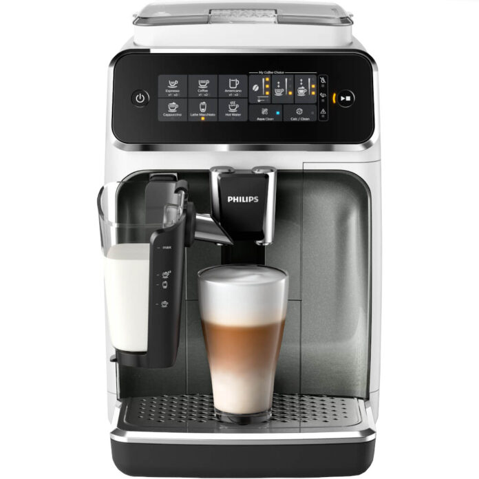 Espressor automat Philips 3200 LatteGo EP3249/70, 1500 W, 1.8 L, 15 bar, 12 setari de macinare, Rasnita ceramica, Filtru AquaClean, Setarea ECO, Alb/Gri Espressor automat Philips 3200 LatteGo EP3249/70, 1500 W, 1.8 L, 15 bar, 12 setari de macinare, Rasnita ceramica, Filtru AquaClean, Setarea ECO, Alb/Gri
