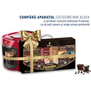 Pachet espressor Tchibo Cafissimo Mini + 60 capsule, 1500 W, 0.65 L, Rosu Pachet espressor Tchibo Cafissimo Mini + 60 capsule, 1500 W, 0.65 L, Rosu