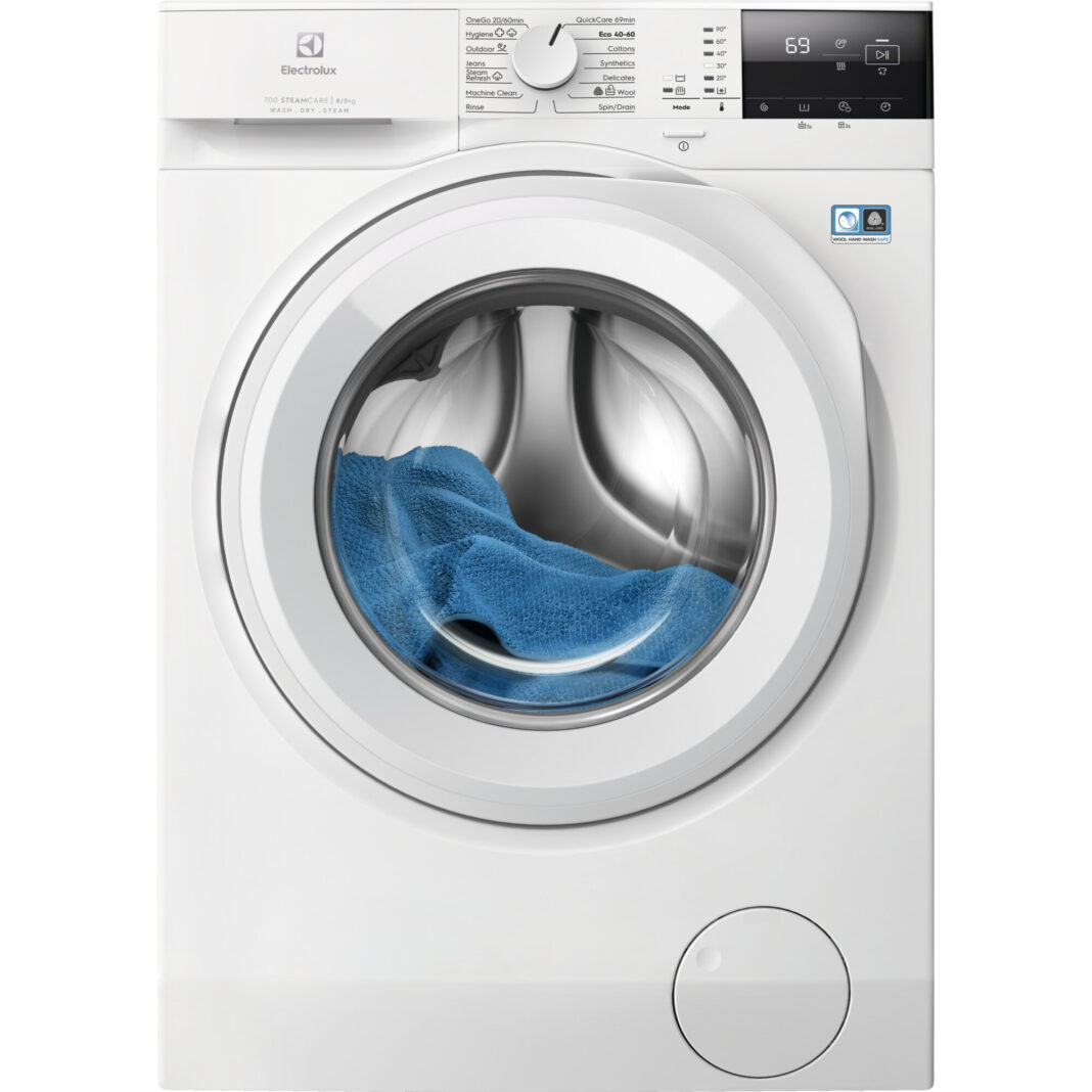 Masina de spalat rufe cu uscator Electrolux PerfectCare700 Ecoline EW7W2481E, 8/5 kg, 1400 RPM, LCD, Motor Inverter, SteamCare+Sensicare, TimeManager, Clasa A/D, Alb
