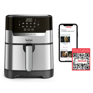 Friteuza cu aer cald Tefal Easy Fry&Grill 2in1 EY505D15, 1400 W, 4.2 L, 8 programe automate, functie deshidratare, functie grill cu gratar incorporat, tehnologie Extra Crisp, vas detasabil, negru & argintiu Friteuza cu aer cald Tefal Easy Fry&Grill 2in1 EY505D15, 1400 W, 4.2 L, 8 programe automate, functie deshidratare, functie grill cu gratar incorporat, tehnologie Extra Crisp, vas detasabil, negru & argintiu