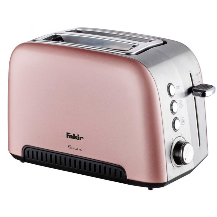 Prajitor de paine Fakir Rubra, 980 W, 2 felii, Grad de rumenire ajustabil, 6 trepte, Inox, Functie dezghetare, Roz Prajitor de paine Fakir Rubra, 980 W, 2 felii, Grad de rumenire ajustabil, 6 trepte, Inox, Functie dezghetare, Roz