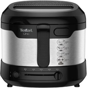 Friteuza Tefal Uno FF215D30, 1350W, 1.8L, Termostat reglabil, Negru/Argintiu Friteuza Tefal Uno FF215D30, 1350W, 1.8L, Termostat reglabil, Negru/Argintiu
