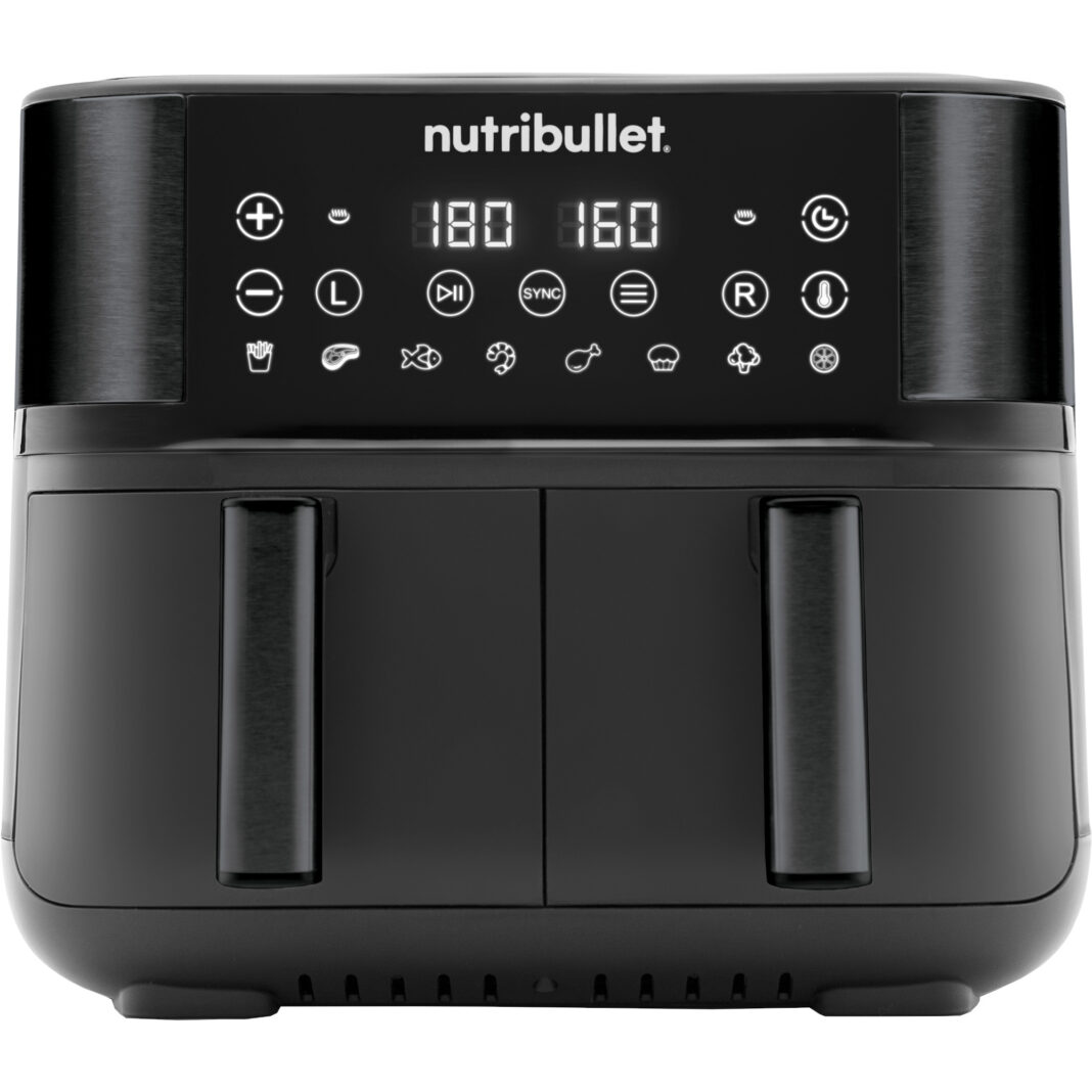 Friteuza cu aer cald Nutribulet Twin Drawer Air Fryer NBA081B, 2850 W, 4 l, 2 cosuri, 8 programe, Negru Friteuza cu aer cald Nutribulet Twin Drawer Air Fryer NBA081B, 2850 W, 4 l, 2 cosuri, 8 programe, Negru