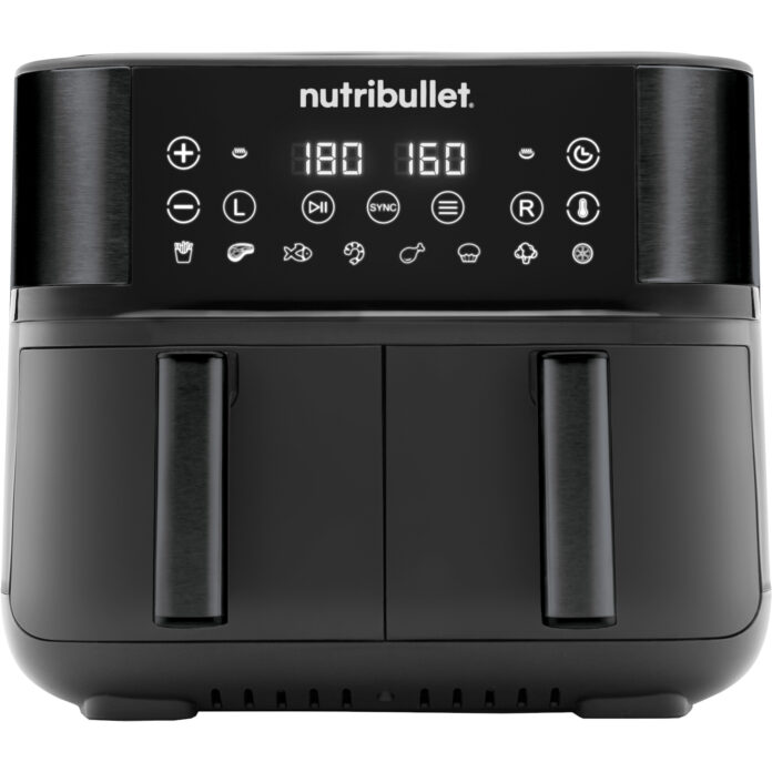 Friteuza cu aer cald Nutribulet Twin Drawer Air Fryer NBA081B, 2850 W, 4 l, 2 cosuri, 8 programe, Negru Friteuza cu aer cald Nutribulet Twin Drawer Air Fryer NBA081B, 2850 W, 4 l, 2 cosuri, 8 programe, Negru