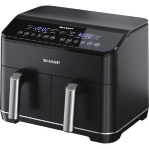 Friteuza cu aer cald Sharp AF-GD82AE-B, 1800 W, 8 l, 2 cosuri, 12 programe, 10 functii gatire, Touch control, Negru Friteuza cu aer cald Sharp AF-GD82AE-B, 1800 W, 8 l, 2 cosuri, 12 programe, 10 functii gatire, Touch control, Negru