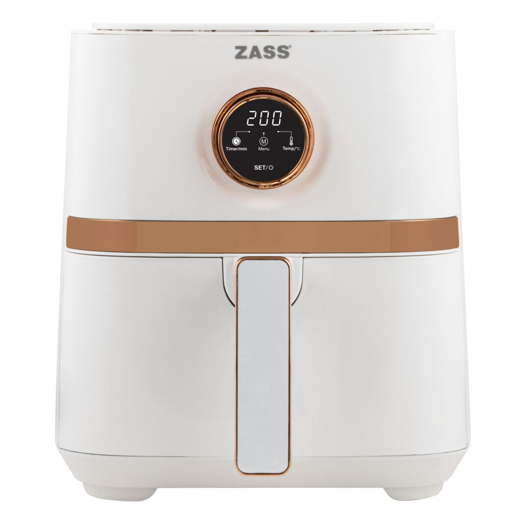 Friteuza cu aer cald Zass ZAF 02, 1450 W, 5 l, Afisaj digital, Temperatura ajustabila, Alb Friteuza cu aer cald Zass ZAF 02, 1450 W, 5 l, Afisaj digital, Temperatura ajustabila, Alb