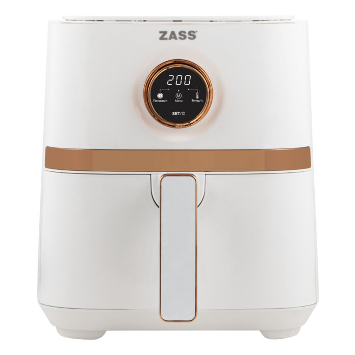 Friteuza cu aer cald Zass ZAF 02, 1450 W, 5 l, Afisaj digital, Temperatura ajustabila, Alb Friteuza cu aer cald Zass ZAF 02, 1450 W, 5 l, Afisaj digital, Temperatura ajustabila, Alb