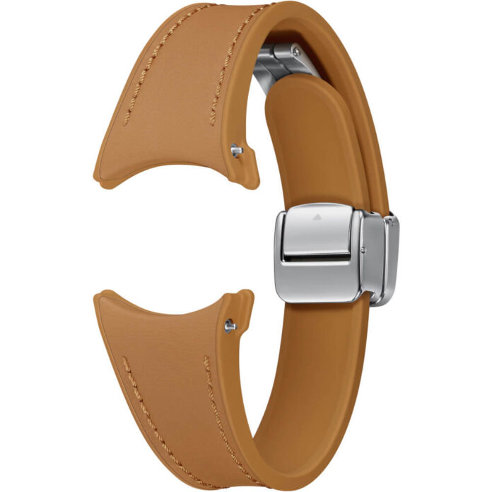 Galaxy Watch D-Buckle Hybrid Leather Band pentru Samsung Galaxy Watch6, 20 mm, Slim, S/M, Camel Galaxy Watch D-Buckle Hybrid Leather Band pentru Samsung Galaxy Watch6, 20 mm, Slim, S/M, Camel
