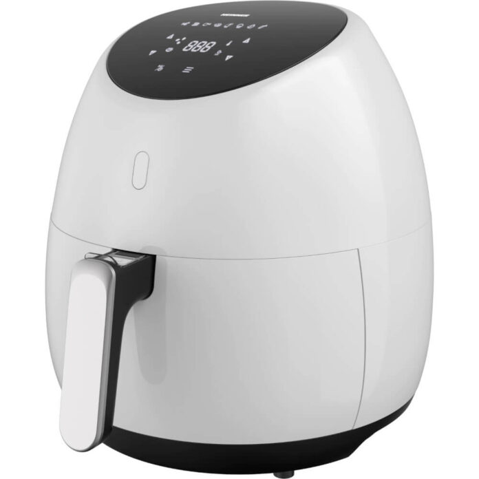 Friteuza cu aer cald Heinner SnowDrop HAF-B2000WH, 2000 W, 5 l, Vas detasabil antiaderent, Afisaj digital, Termostat reglabil, Temporizator, Alb Friteuza cu aer cald Heinner SnowDrop HAF-B2000WH, 2000 W, 5 l, Vas detasabil antiaderent, Afisaj digital, Termostat reglabil, Temporizator, Alb
