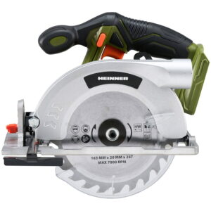 Fierastrau circular Heinner OnePower HR-LFC001, 18 V, 165 mm dimensiune lama, 4200 RPM, Fara acumulator/incarcator (Negru/Verde) Fierastrau circular Heinner OnePower HR-LFC001, 18 V, 165 mm dimensiune lama, 4200 RPM, Fara acumulator/incarcator (Negru/Verde)