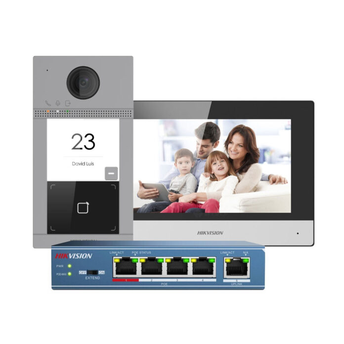 Kit videointerfon WiFi Hikvision DS-KIS604-S(C), 2 MP, 7 inch, Mifare, 2.4 GHz, 1 familie, aparent, PoE Kit videointerfon WiFi Hikvision DS-KIS604-S(C), 2 MP, 7 inch, Mifare, 2.4 GHz, 1 familie, aparent, PoE