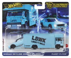 hot-wheels-transportator-fleet-flyer-cu-masinuta-nissan-skyline-2000-gt-r-lbwk-scara-1-64-073159