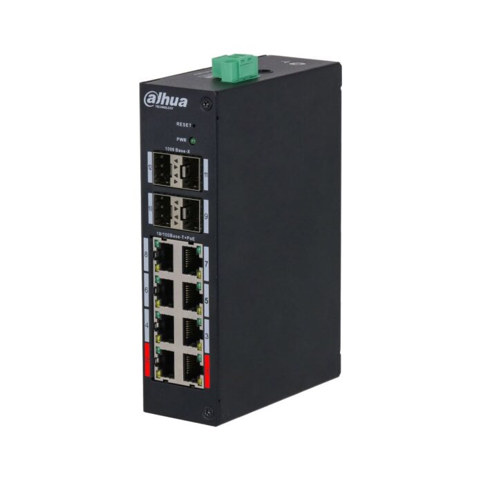 Switch cu 12 porturi Dahua HS4412-8ET-120, 8 porturi PoE 10/100 Mbps, 4 porturi SFP 1000 Mbps, PoE Watchdog, Hardened Switch Switch cu 12 porturi Dahua HS4412-8ET-120, 8 porturi PoE 10/100 Mbps, 4 porturi SFP 1000 Mbps, PoE Watchdog, Hardened Switch