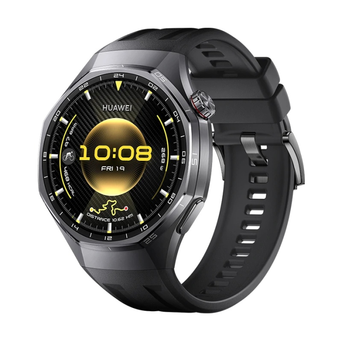 HUAWEI WATCH GT 6 46mm Black Stainless Steel Case, Curea Black Fluoroelastomer